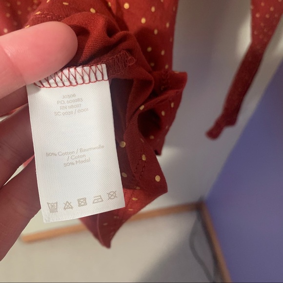 Boden Orange & Gold Polka Dot Long Sleeve Top-XS - Picture 3 of 5